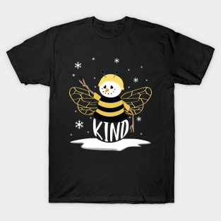 Cute Bee Kind Snowman Christmas Gift For Kindness T-Shirt